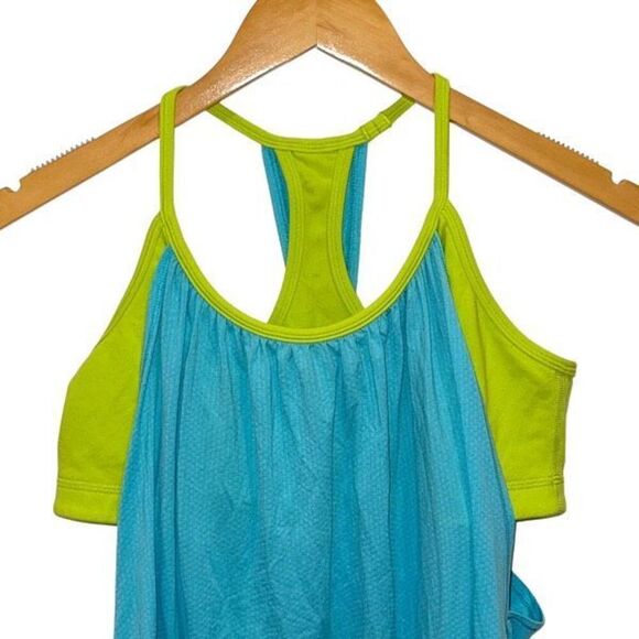 Lululemon Womens No Limits Practice Freely Workout Tank Top Blue & Green Size 10 - Picture 3 of 6